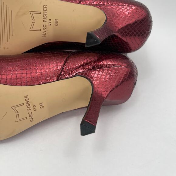 Marc Fisher LTD Boots Size 6 Haylian Point Toe Ankle Reptile Print Metallic Heel - Picture 11 of 15